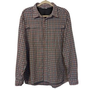 Wrangler Men's Plaid Button Down Shirt w/Front Velcro Pockets Size Large